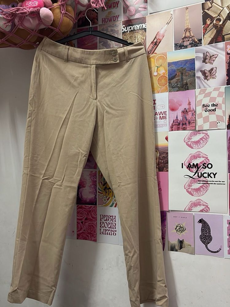 Classic Beige Wide-Leg Pants