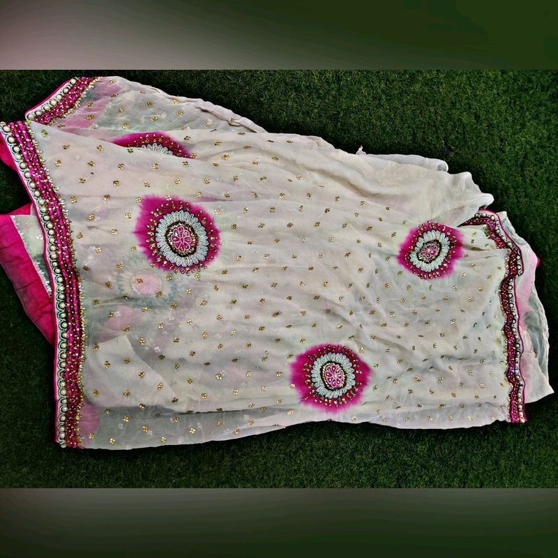 White Saree Heavy Work