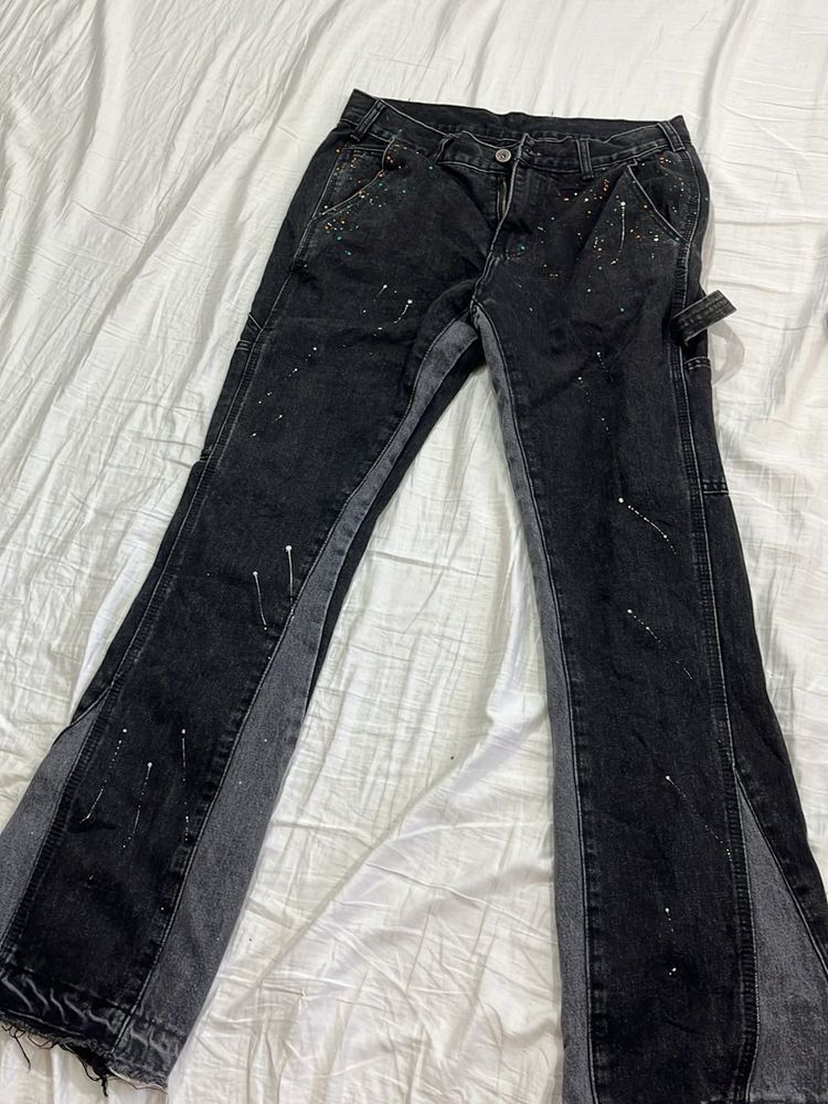 Stylish Black Paint Splatter Jeans
