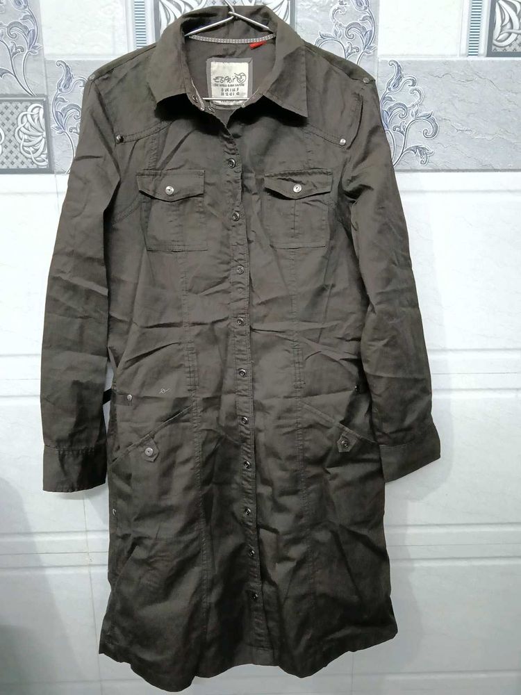 Women's Stylish Brown Denim Shirt Dress