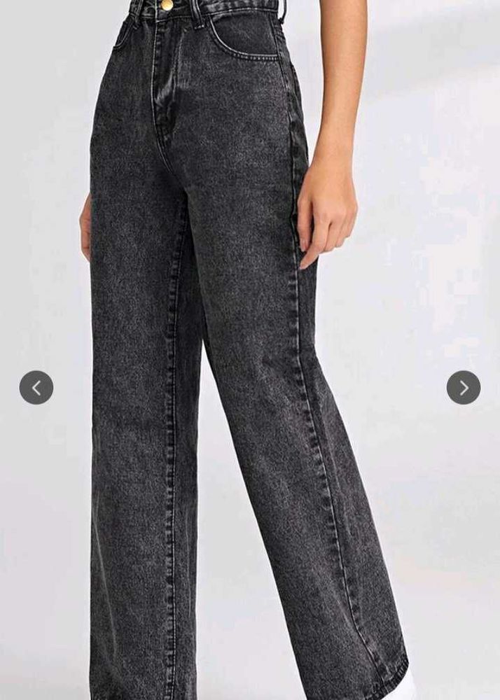Gray Wash Wide Leg Jeans