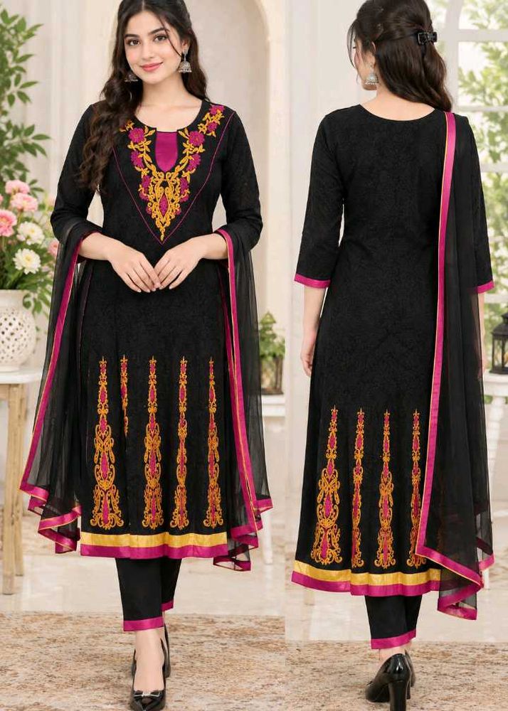 Elegant Black Kurta Set with Embroidery
