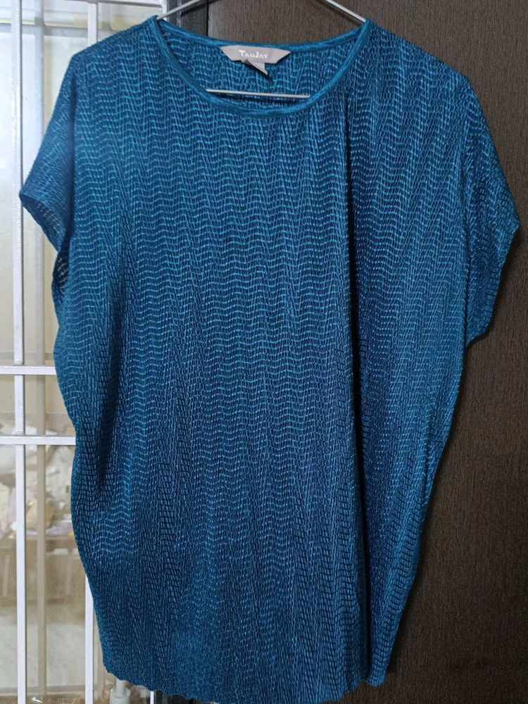 Teal Textured Short Sleeve Top