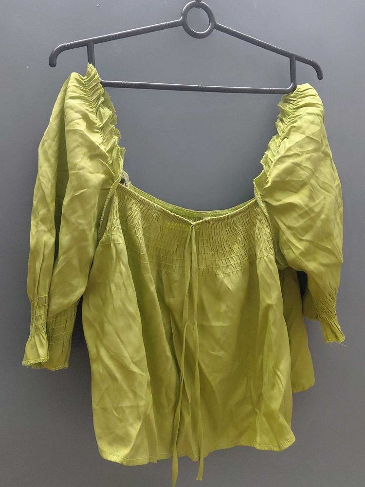 Lime Green Puff Sleeve Top