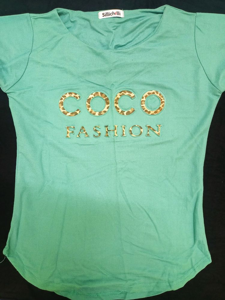 Teal Color Flared Sleeves Top