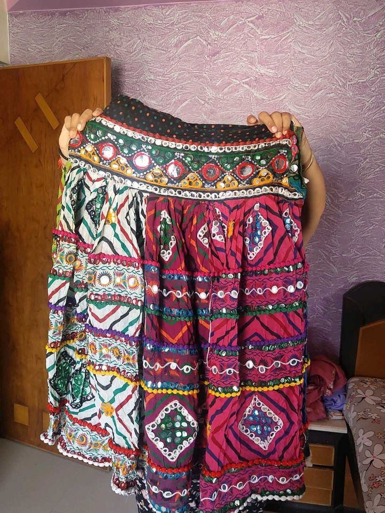 Bohemian Mirror Work Ethnic Skirt