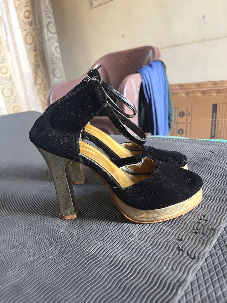 Black Suede Platform Heels