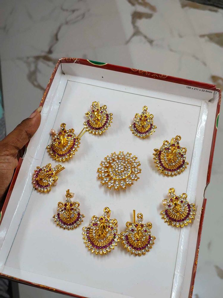 10 Pcs Gold-Plated pink Stone Jadai Billai