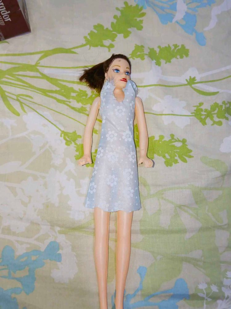 Vintage Doll in Blue Floral Dress