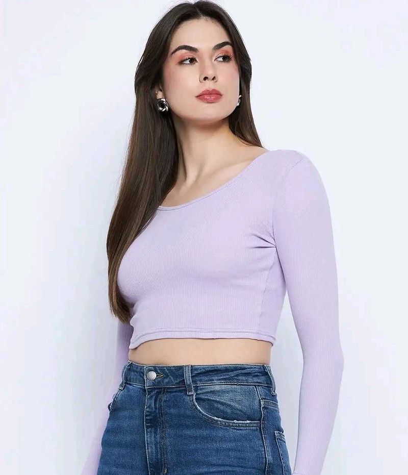 Lavender Cropped Long Sleeve Top