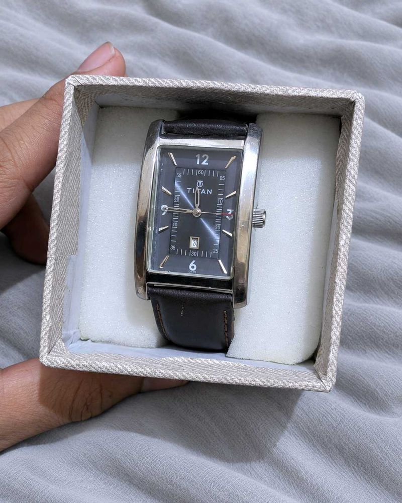 Original Titan Black Dial Tank Watch