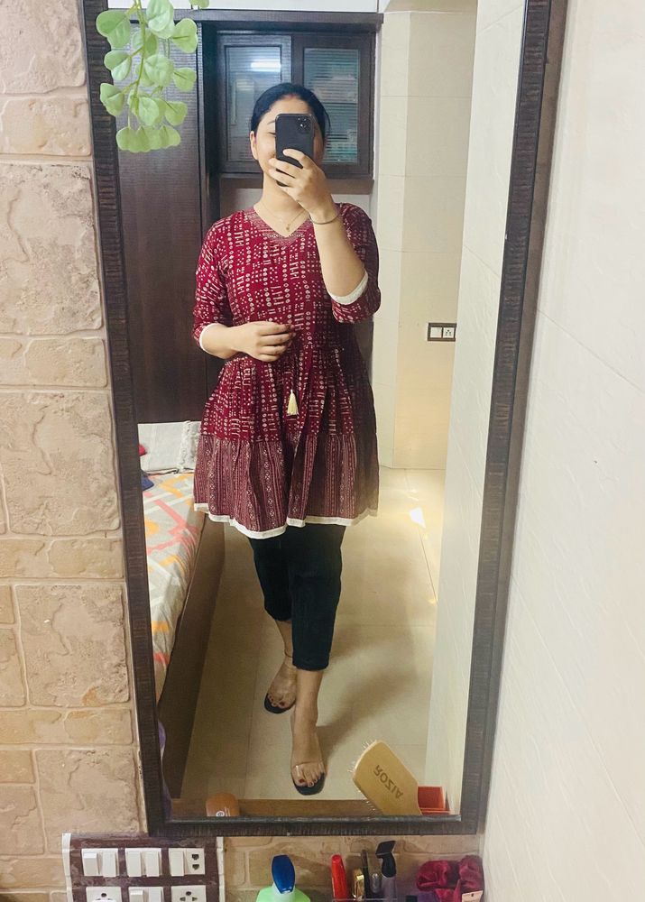 Exquisite Red Ethnic Kurti - A Timeless Classic