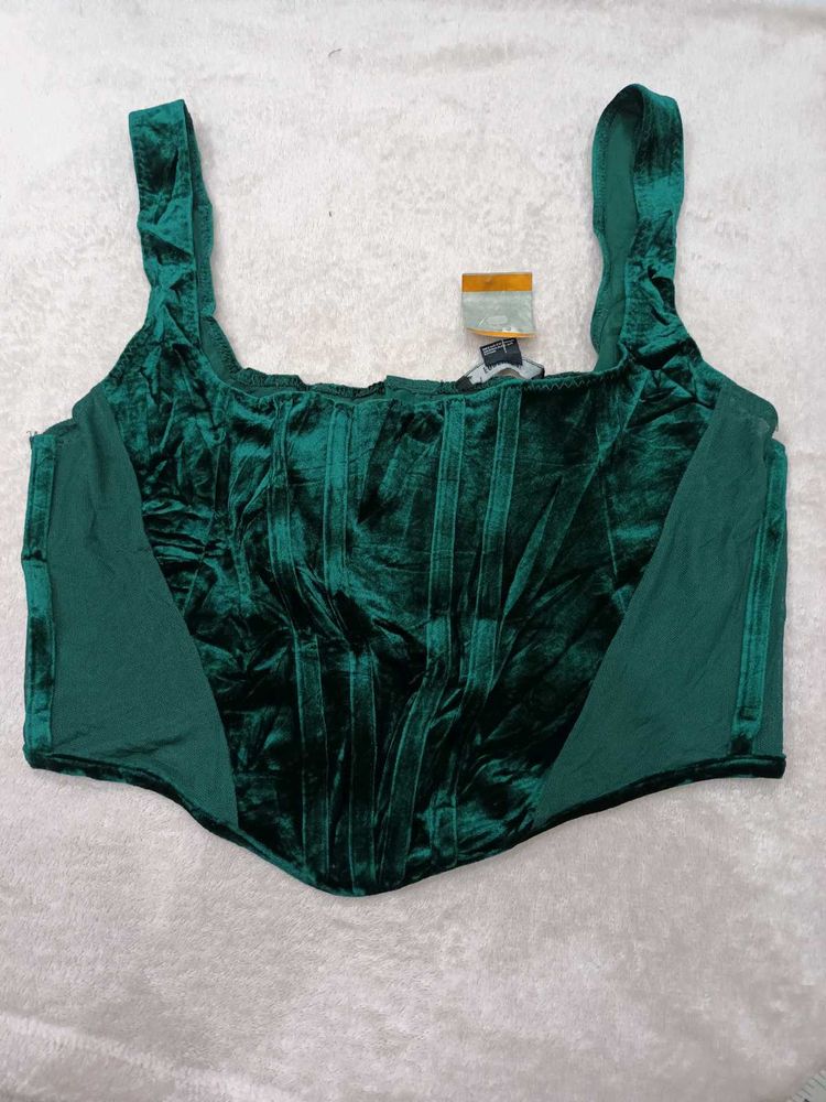 Emerald Green Velvet Corset Top XL