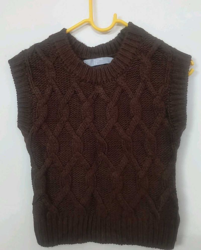 Brown Knit Sweater Vest