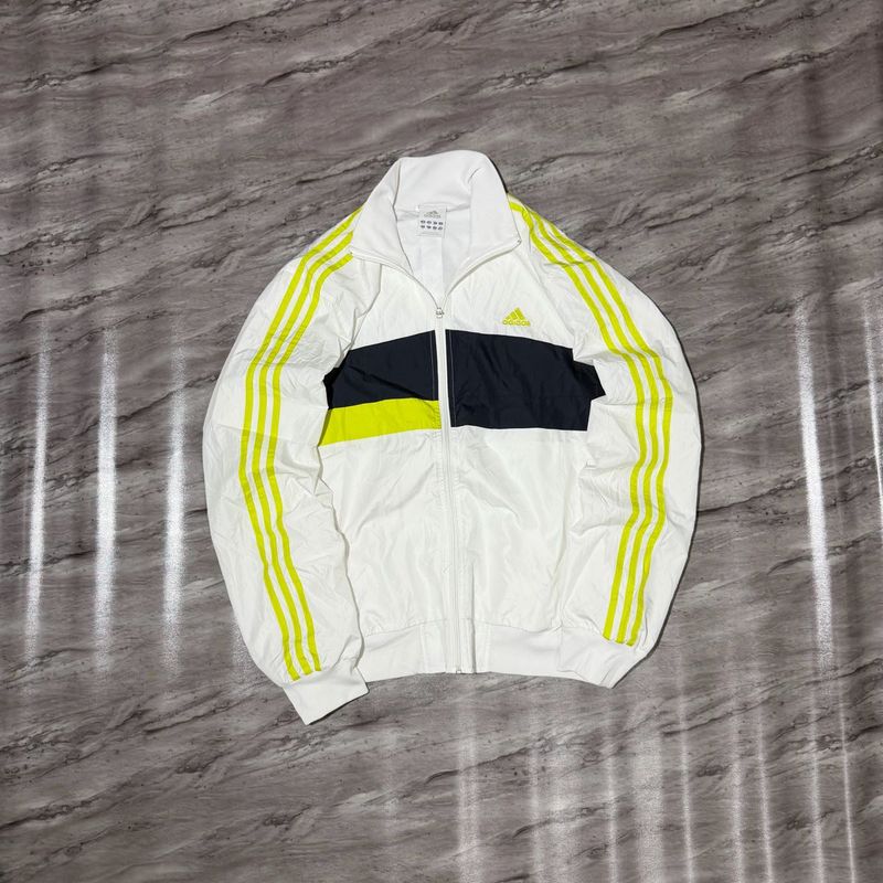 Adidas Track Jacket White Yellow Stripes