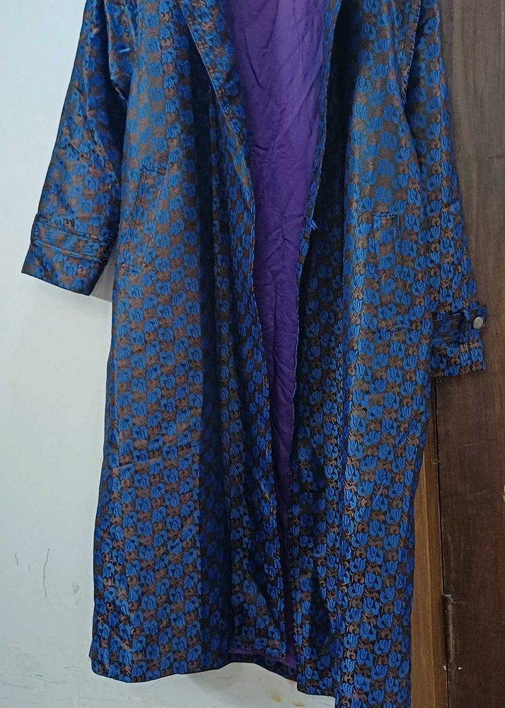 Stylish Blue Floral Coat