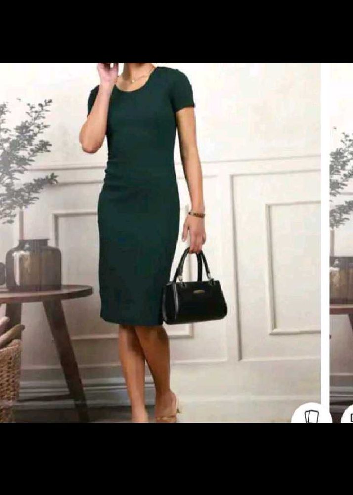 S size Elegant Green Sheath Dress