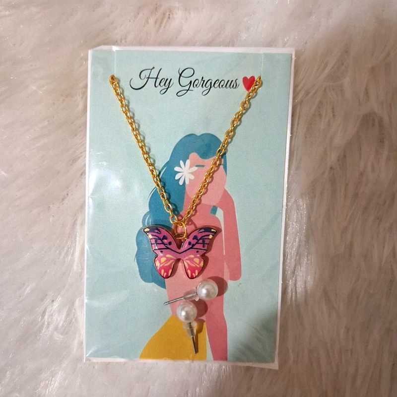 Butterfly Necklace &amp; Earring Set