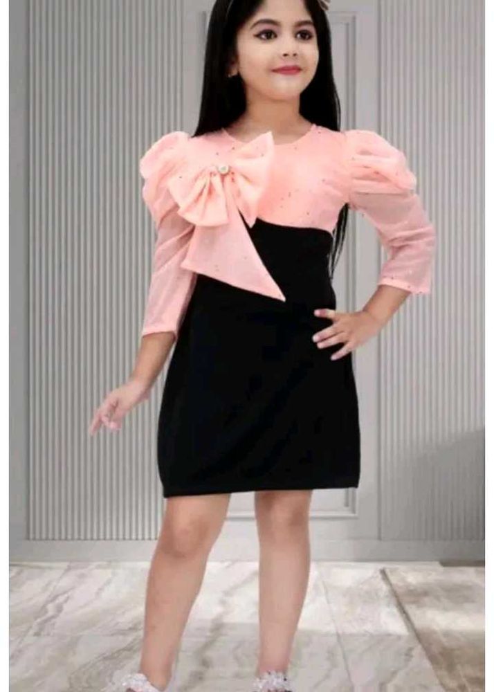 Chic Black &amp; Peach Party Dress for girls