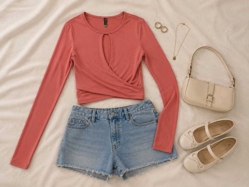 Keyhole Wrap Long Sleeve Top