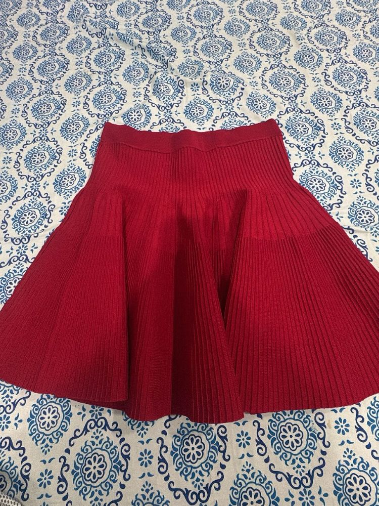 Savana Red Knit A-Line Skirt