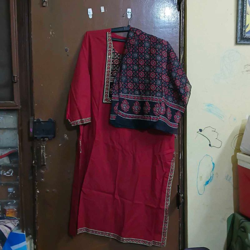 Beautiful Red Kurta Set with Dupatta