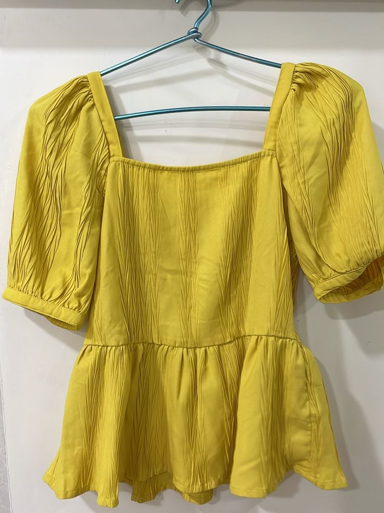 Mustard Peplum Top