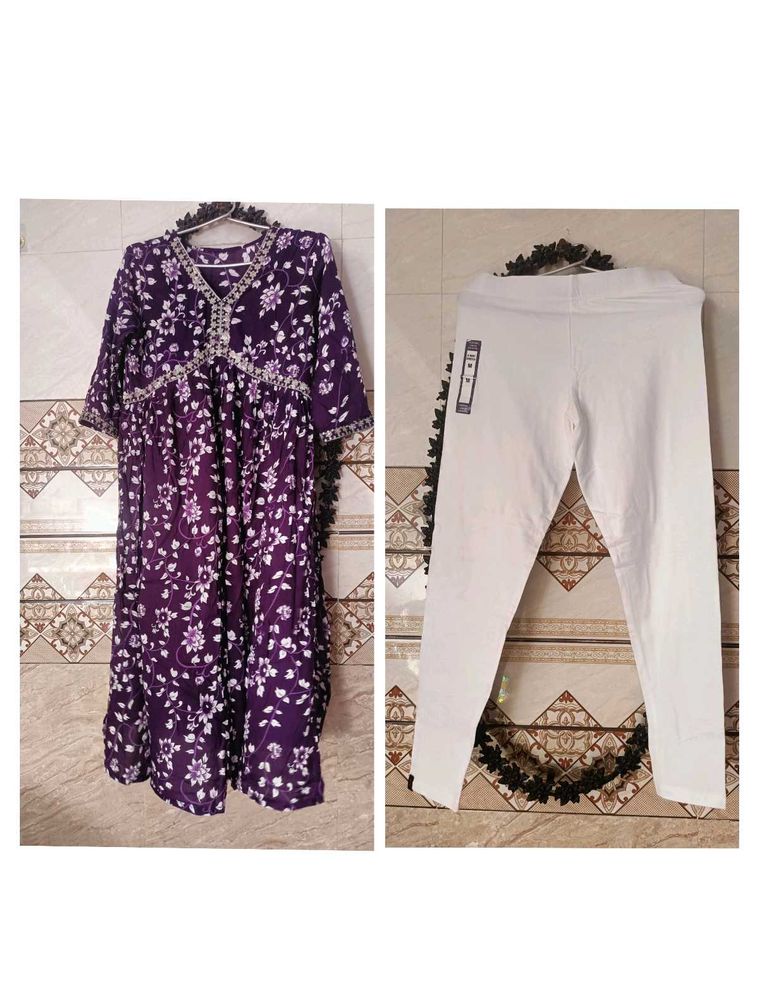 Purple Floral Kurta Set