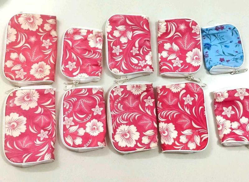 Floral Print Zipper Pouches (Set of 10)