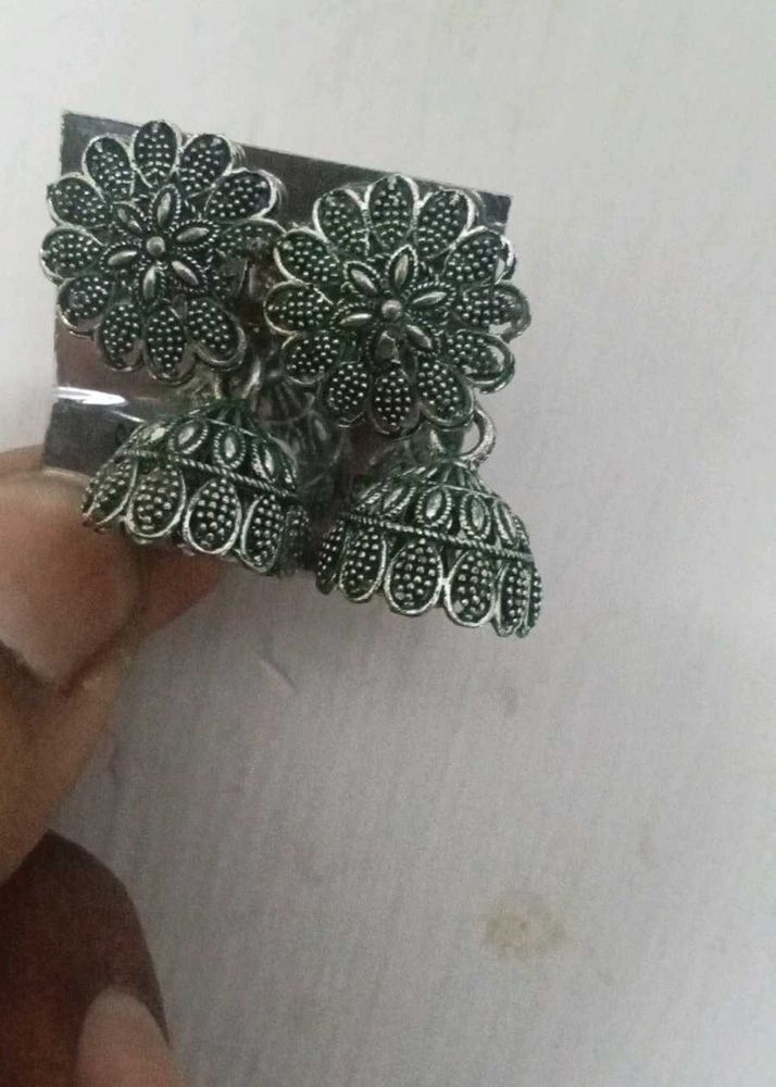 Oxidised Jhumka Earrings