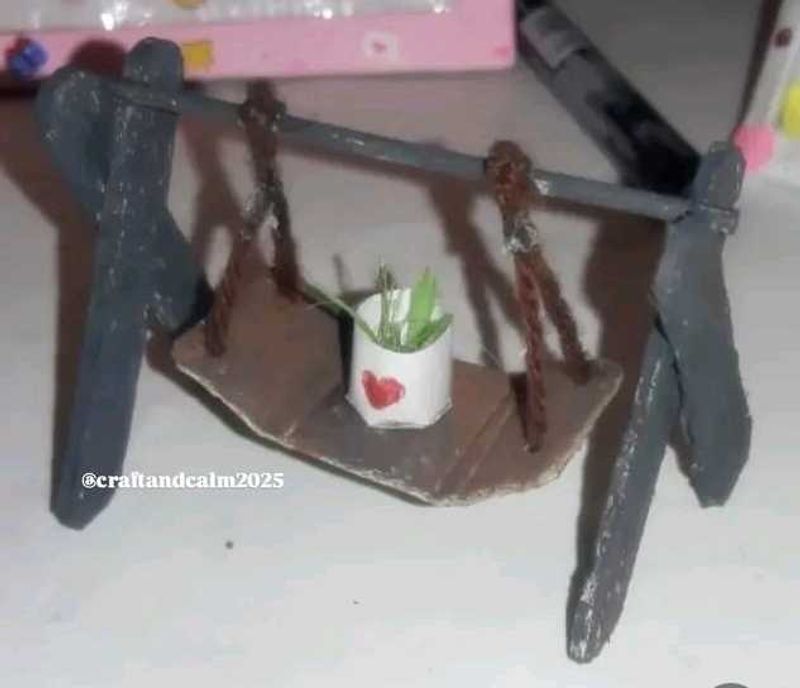 > *🌿 HANDMADE MINIATURE SWING WITH PLANT POT - Ha