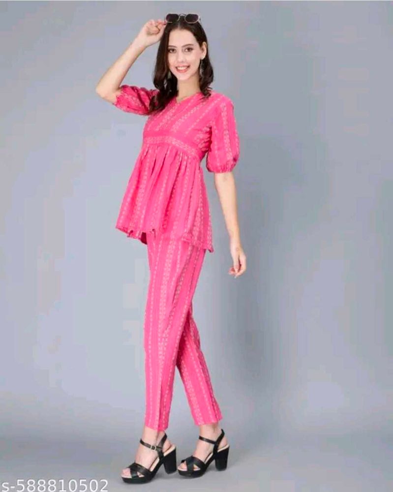 Women's Ethnic Pink Co-ords Set