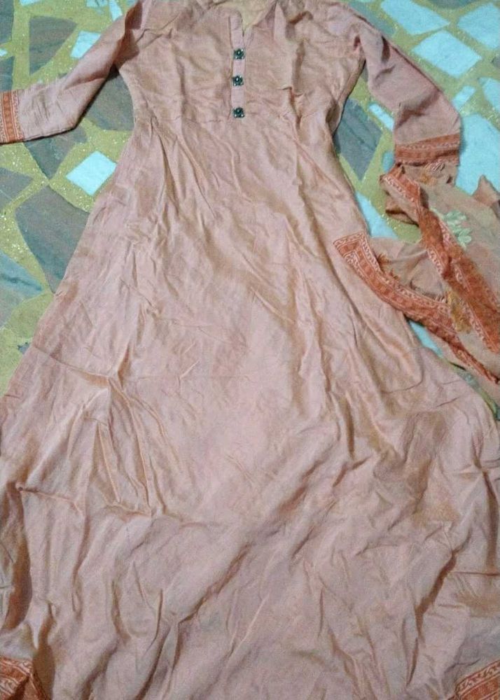 Elegant Peach Kurta Set with Dupatta