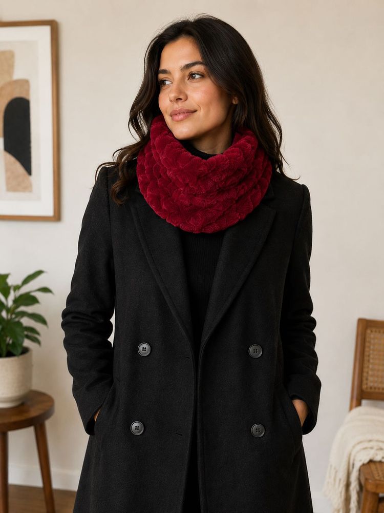 Soft Faux Fur Wine color Scarf