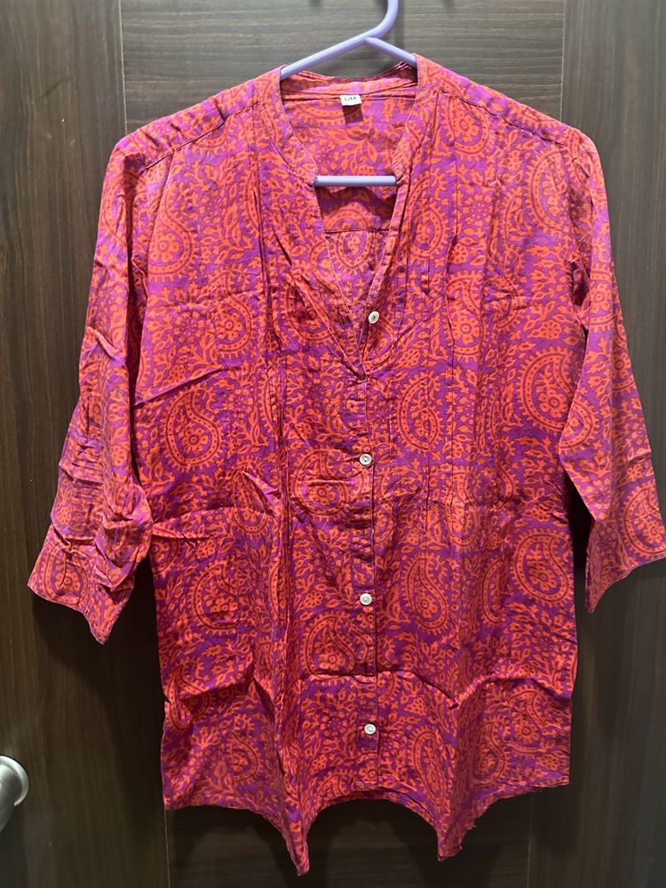 Red Floral Printed Dress for Ladies