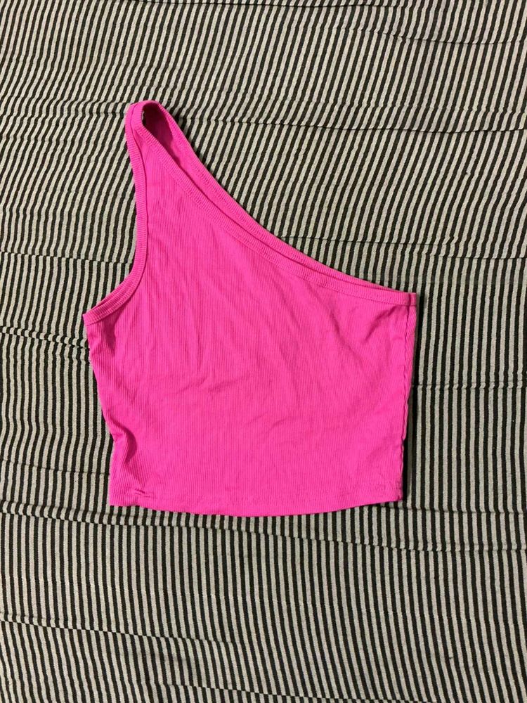 Hot Pink One Shoulder Crop Top