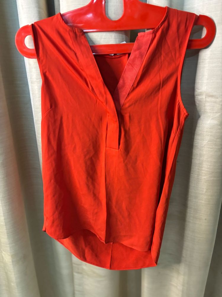 Vibrant Orange Sleeveless Top