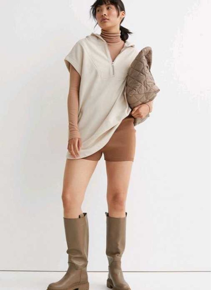 Women Beige Oversized Hoodie