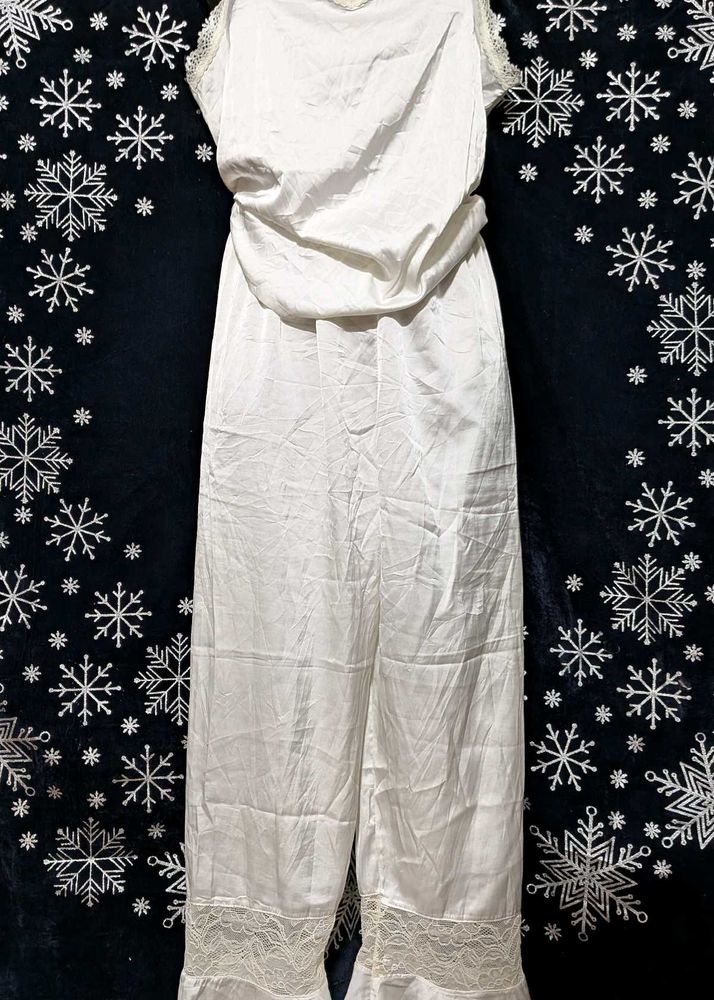 White Lace Trim Pajama set