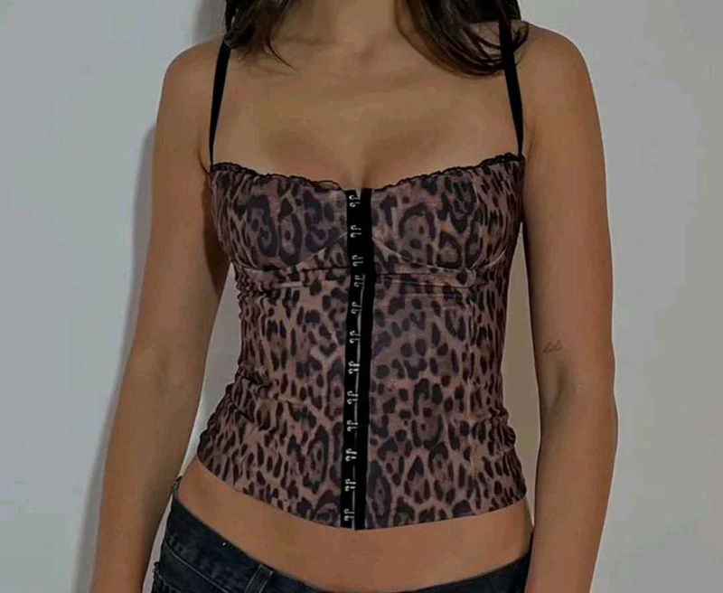 NewMe Leopard Print Corset Top