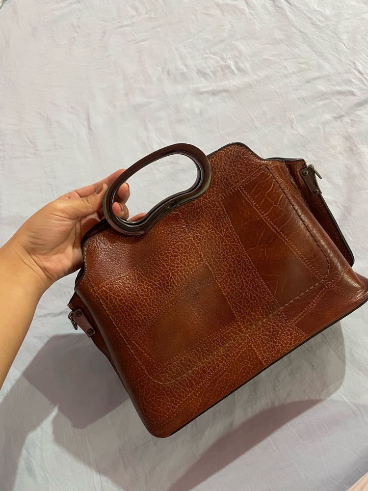 Vintage Brown Leather Handbag