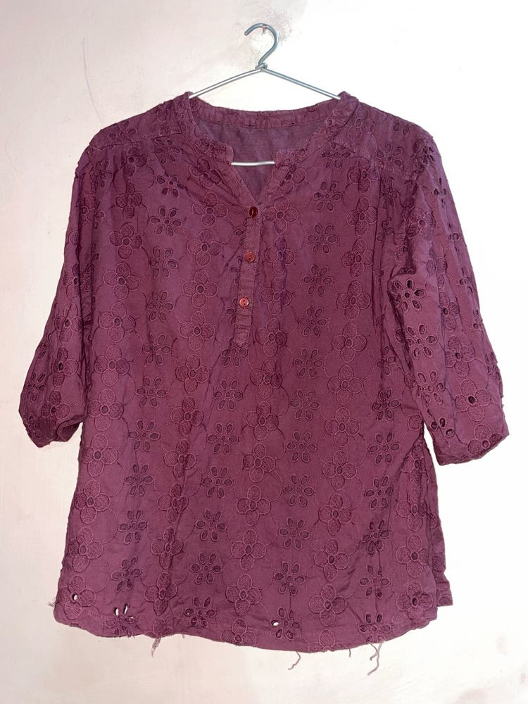 Purple Broderie Anglaise Blouse