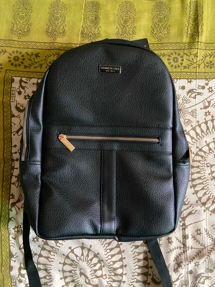 Kenneth Cole Black Faux Leather Backpack