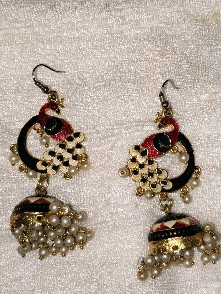 Peacock Jhumka Earrings