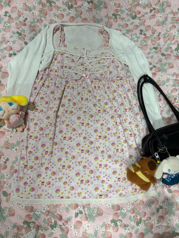 strawberry cotton mini lolita dress