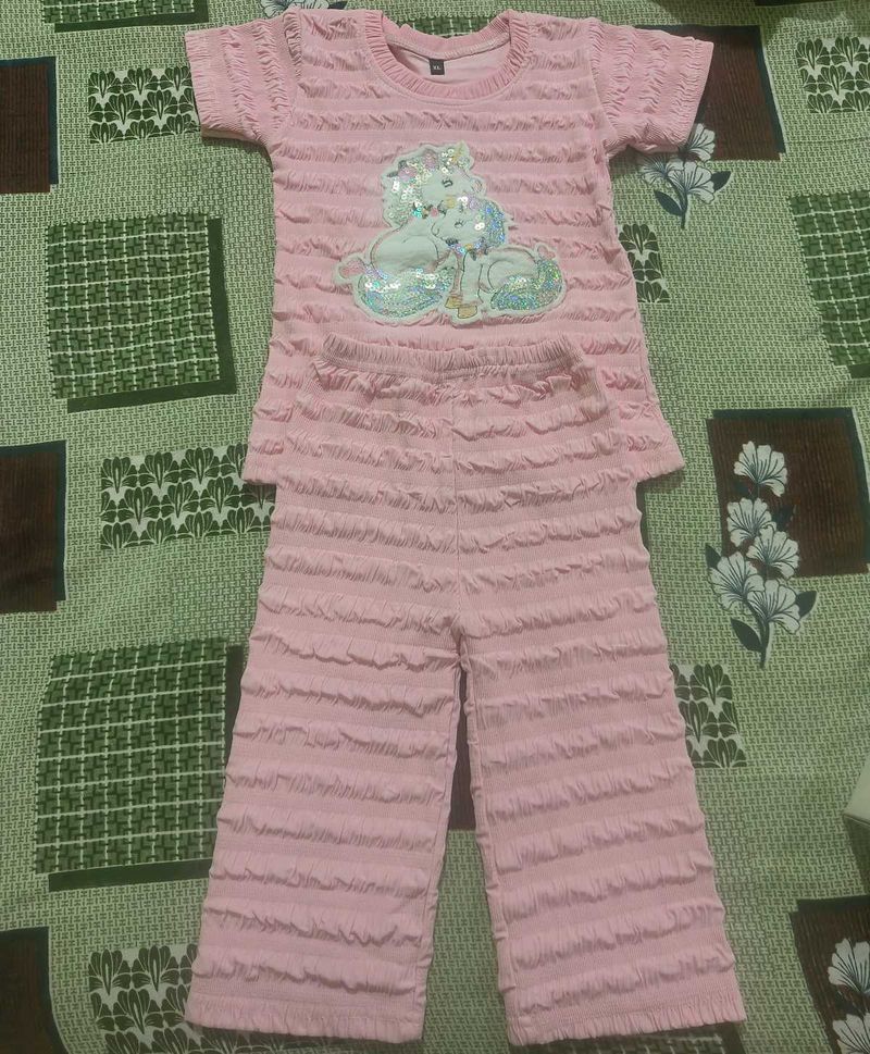 Cute Pink Unicorn T-Shirt and Shorts Set