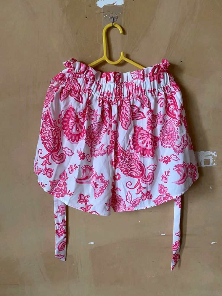 Pink Paisley Print Shorts