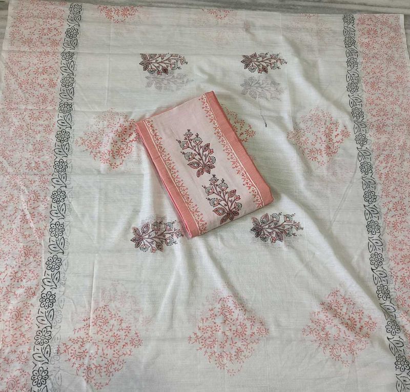 Unstitched Chanderi Dress Material - Floral Print