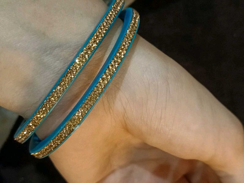 Stunning Teal &amp; Gold Bangles