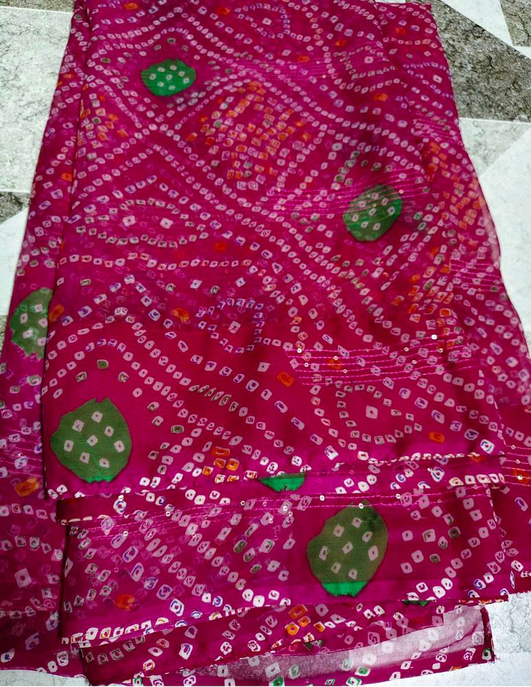 Vibrant Pink Bandhani Saree